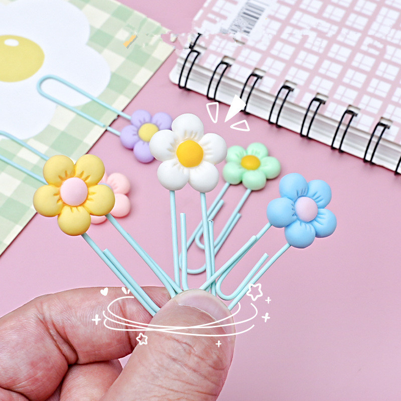 Stationery Supply - 10PCS Flower Paper Clips Cute Office