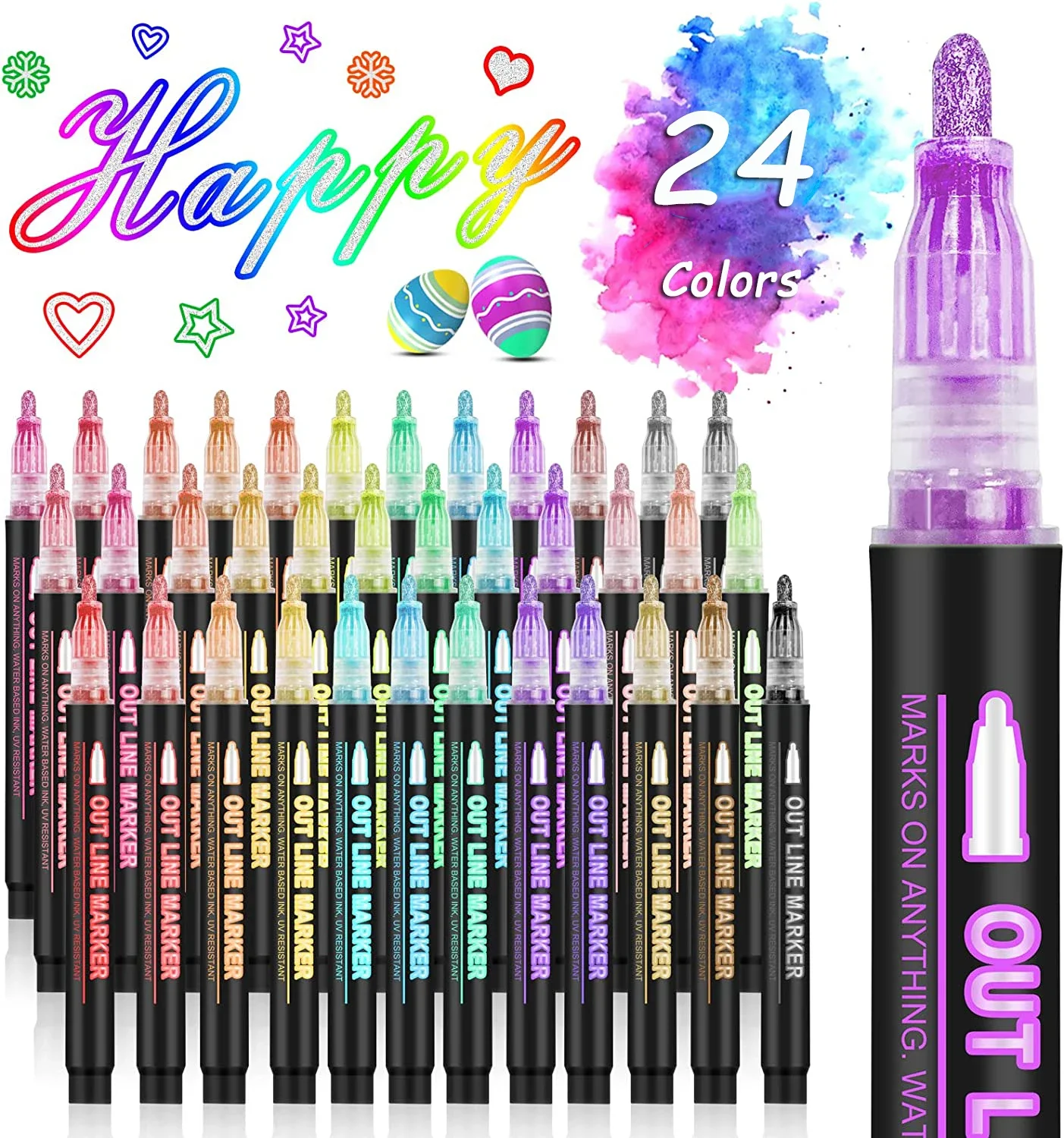 36 Color Double Line Outline A - Highlighter Set Pastel review and price