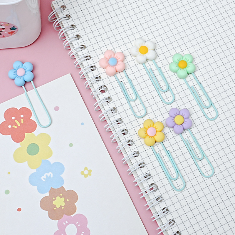 10PCS Flower Paper Clips Cute  - Stationery Supply review and price