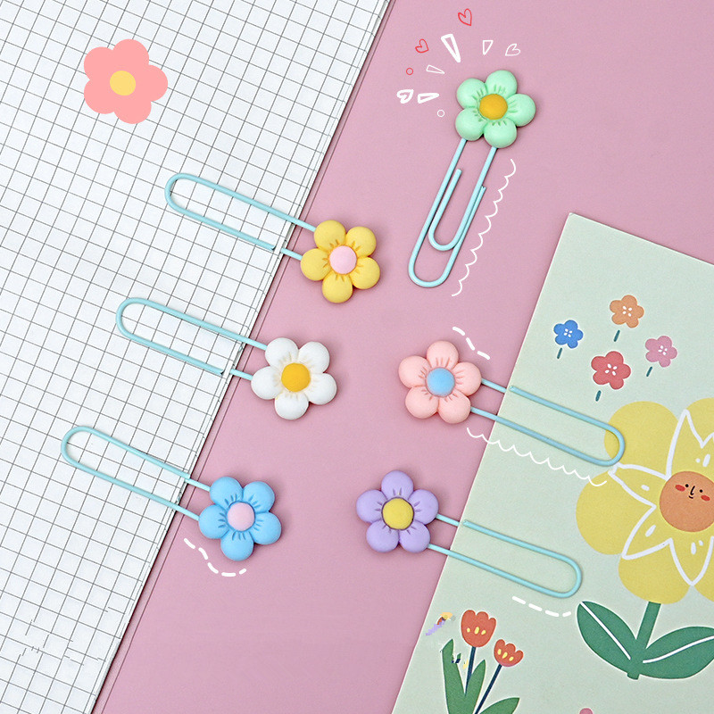 10PCS Flower Paper Clips Cute  - Stationery Supply review and price
